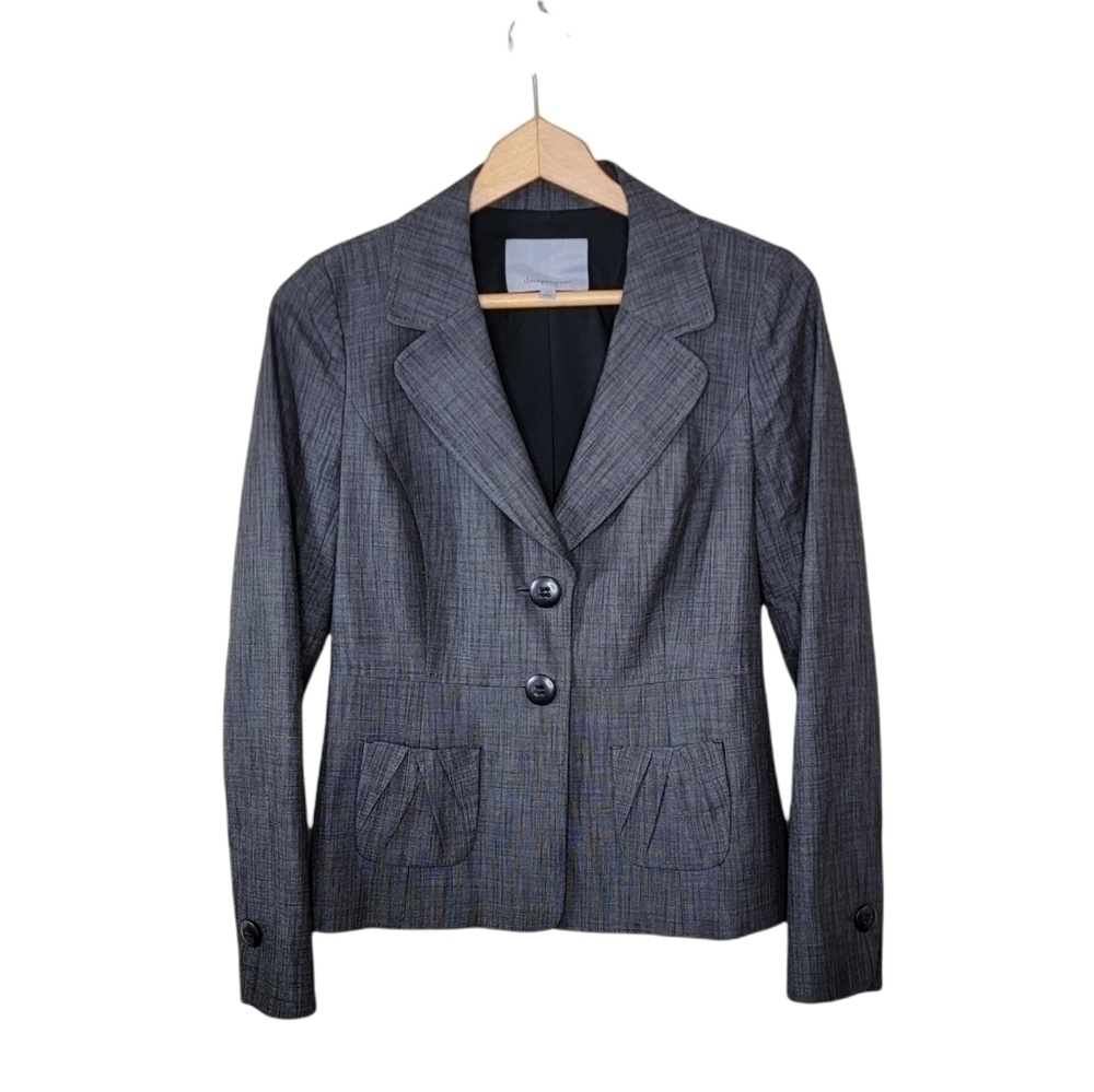 Classiques Entier Charcoal Gray Two Button Blazer Size 2 Business Office Work